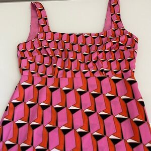 Diane von‎ Furstenberg Women's Pink Target Dress Geometric Sleeveless Mini 00